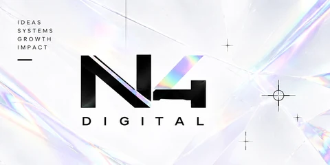 Znak N4 DIGITAL na jasnym, opalizującym szkle