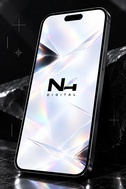 Telefon z ekranem N4 DIGITAL na opalizującym tle